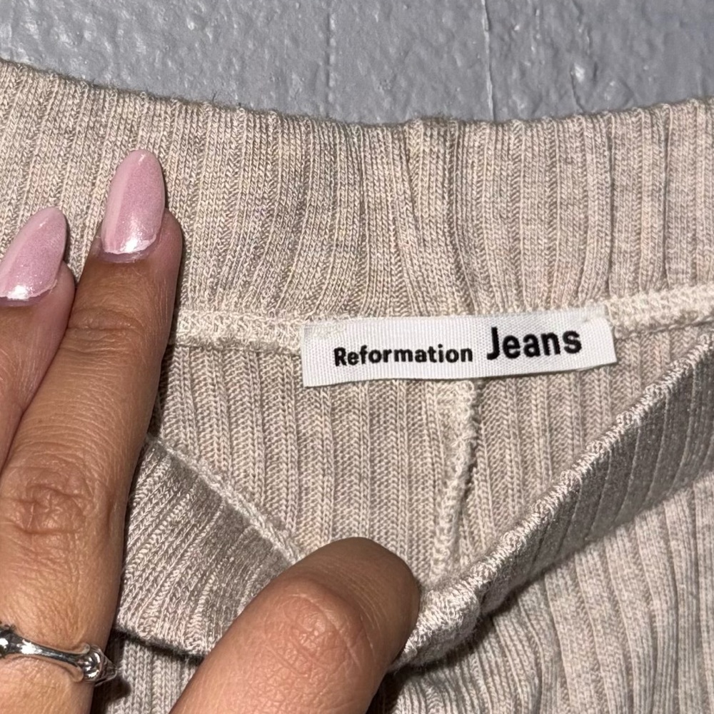 Reformation Ribbed Pants In Oatmeal Size M - Picture 3 of 4